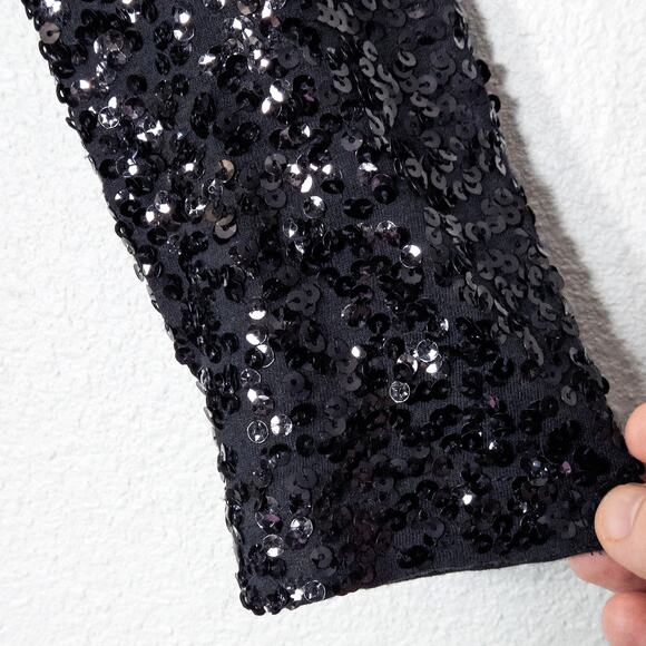 J.Crew Women's Sequin Top Quiet Party Luxe Black XS Refined Sparkle Minimal Glam - Picture 5 of 9